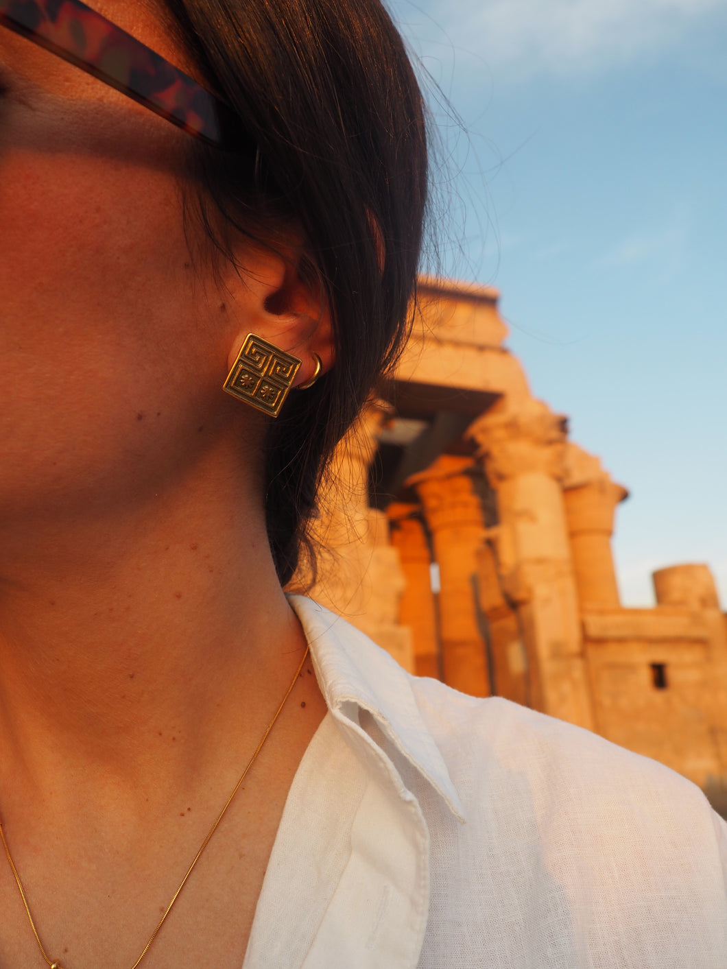 Pendientes Kom Ombo - Latón baño oro 18k