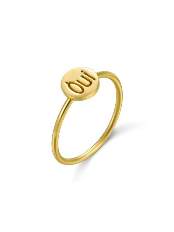 Anillo OUI - Plata 925 baño oro 18k - Talla 14