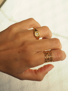 Anillo estrella circonita - Acero dorado 316L baño oro 18k - Talla 12 y 16