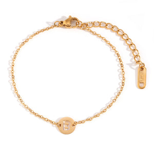 Pulsera letra - Acero dorado 316L baño oro 18k - Elige tu letra