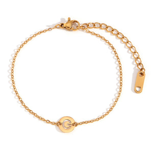 Pulsera letra - Acero dorado 316L baño oro 18k - Elige tu letra