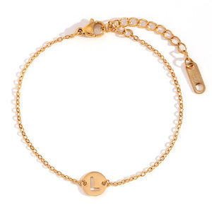 Pulsera letra - Acero dorado 316L baño oro 18k - Elige tu letra