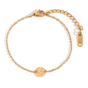 Pulsera letra - Acero dorado 316L baño oro 18k - Elige tu letra