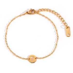 Pulsera letra - Acero dorado 316L baño oro 18k - Elige tu letra