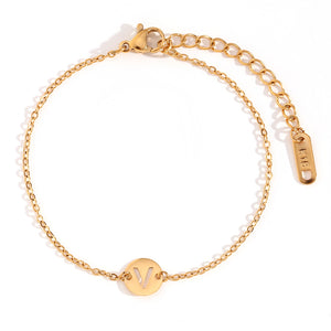 Pulsera letra - Acero dorado 316L baño oro 18k - Elige tu letra