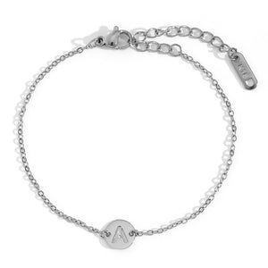 Pulsera letra - Acero plateado 316L baño plata rodiada - Elige tu letra