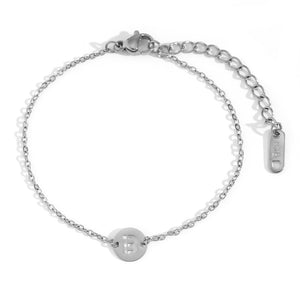 Pulsera letra - Acero plateado 316L baño plata rodiada - Elige tu letra