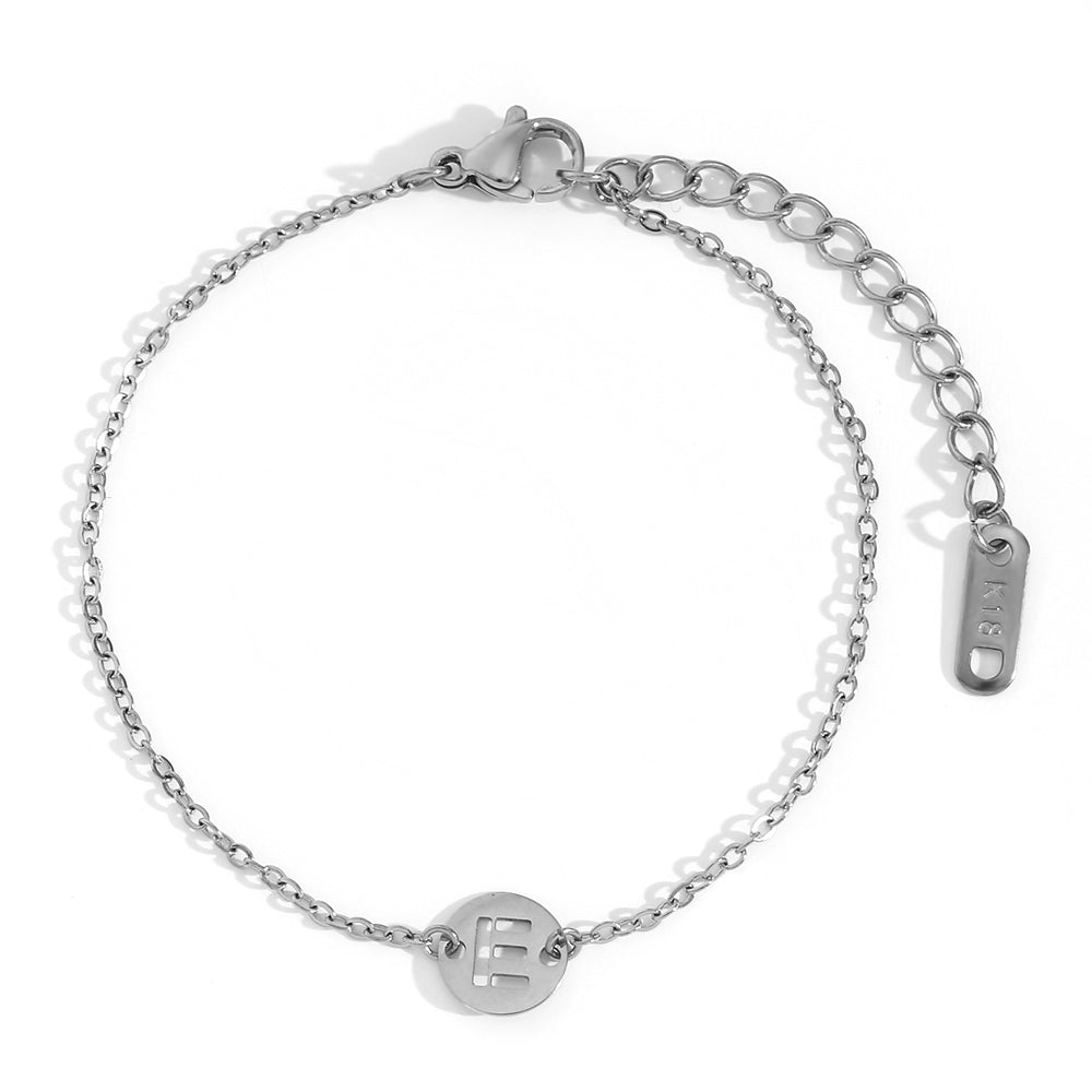 Pulsera letra - Acero plateado 316L baño plata rodiada - Elige tu letra