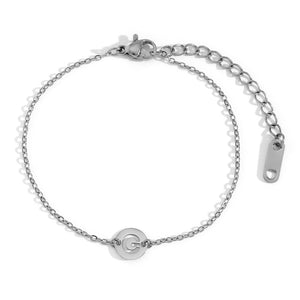 Pulsera letra - Acero plateado 316L baño plata rodiada - Elige tu letra