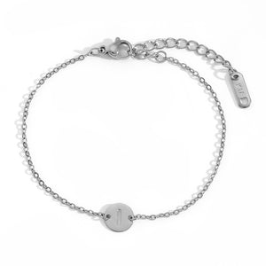 Pulsera letra - Acero plateado 316L baño plata rodiada - Elige tu letra