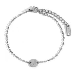 Pulsera letra - Acero plateado 316L baño plata rodiada - Elige tu letra