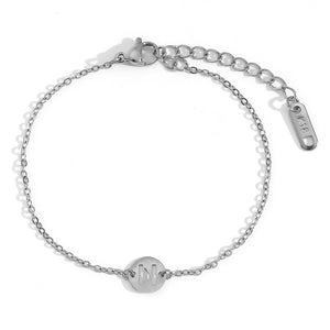 Pulsera letra - Acero plateado 316L baño plata rodiada - Elige tu letra