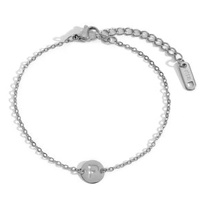 Pulsera letra - Acero plateado 316L baño plata rodiada - Elige tu letra