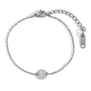 Pulsera letra - Acero plateado 316L baño plata rodiada - Elige tu letra