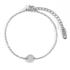 Pulsera letra - Acero plateado 316L baño plata rodiada - Elige tu letra