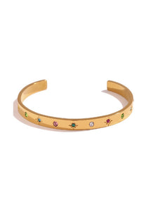 Pulsera esclava circonitas colores - Acero dorado 316L baño oro 18K