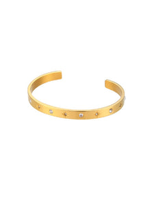 Pulsera esclava circonitas blancas - Acero dorado 316L baño oro 18K