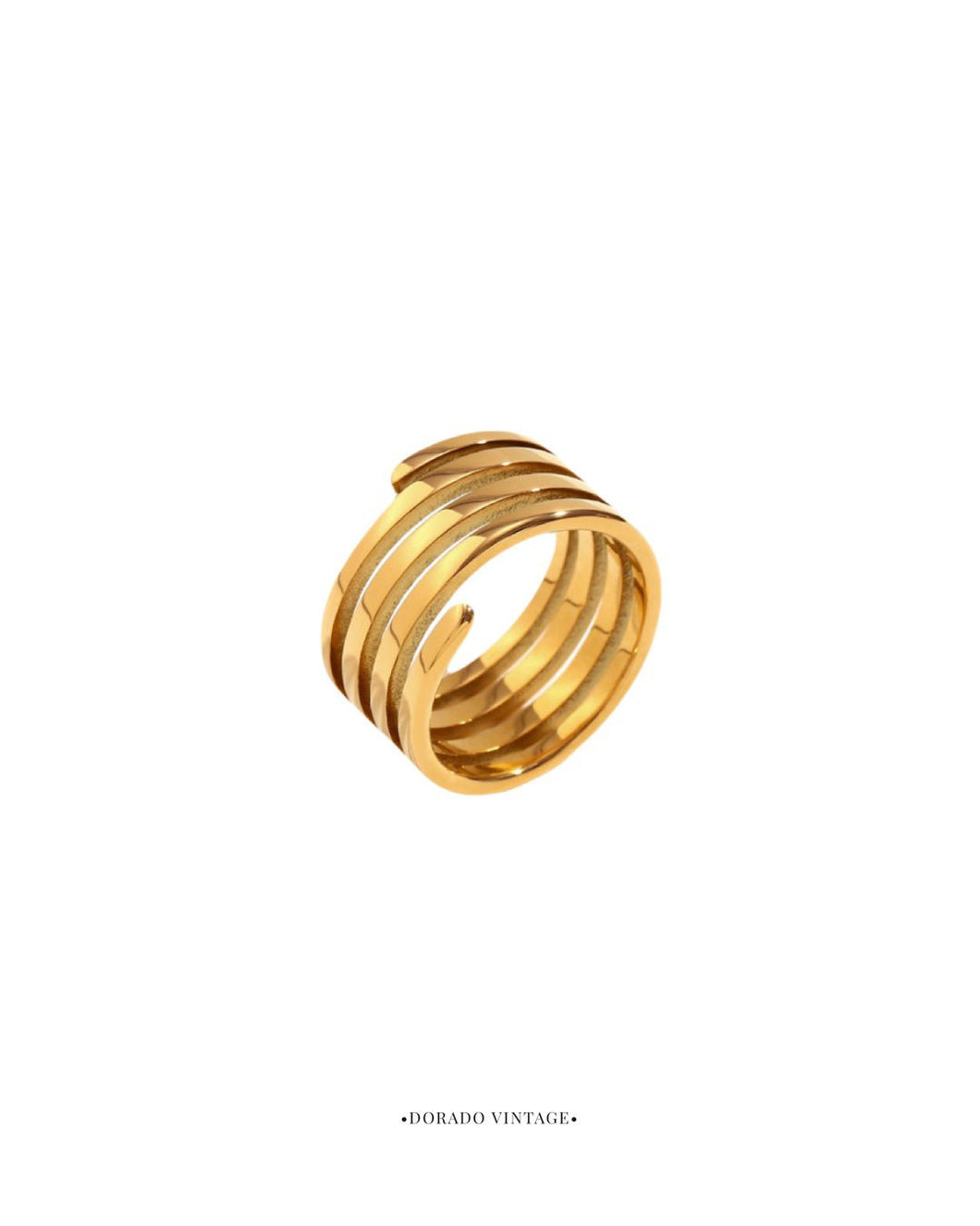 Anillo Muelle - Acero dorado 316L baño oro 18k - tallas 16