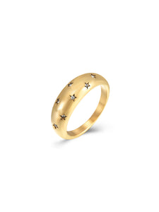 Anillo Estrella - Acero dorado 316L baño oro 18k y circonitas - Talla 10, 12 y 18