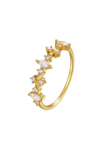 Anillo circonitas - Plata 925 baño oro 18k - Talla 14 y 16