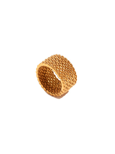 Anillo labrado - Acero dorado 316L baño oro 18k - Talla 12, 14 y 16