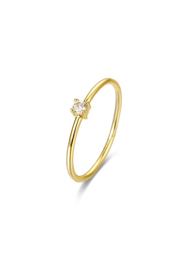 Anillo circonita 2,5mm - Plata 925 baño oro 18k - Talla 12 y 16