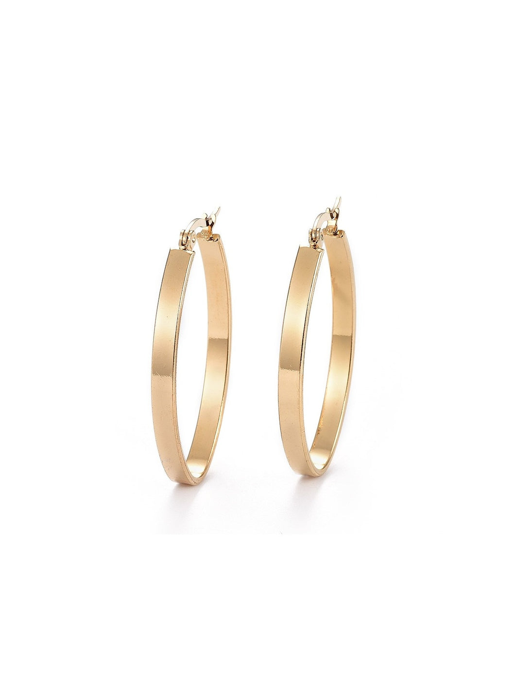 Pendientes aros ovalados 44x30mm - Acero dorado 316L baño oro 18K