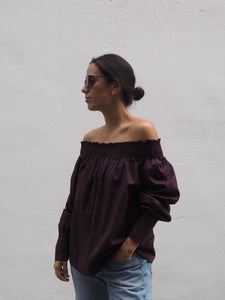 Blusa mex marrón algodón