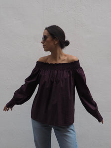 Blusa mex marrón algodón