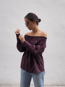 Blusa mex marrón algodón