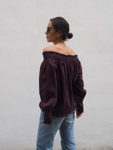 Blusa mex marrón algodón