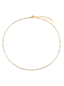 Cadena collar barritas multi color enamel 36cm + 4cm - Acero dorado 316L baño oro 18k