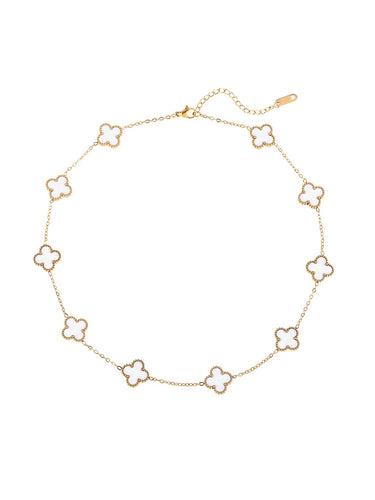 Collar trébol - Acero dorado 316L baño oro 18k