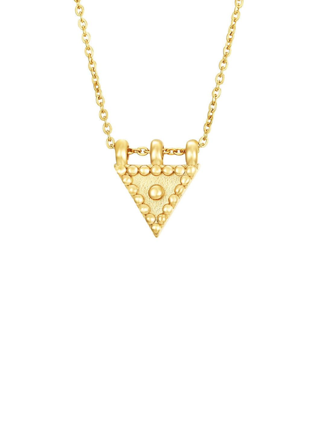 Collar azteca triángulo  - Acero dorado 316L baño oro 18k