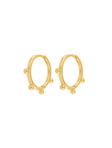 Pendiente aro bolitas 13,5 mm - Plata 925 baño oro 18K - par 25€ unidad 13€