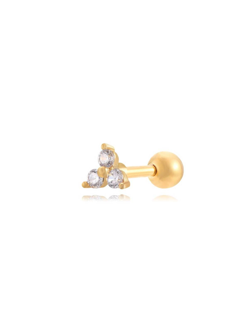 Pendiente piercing flor circonitas  - Acero dorado 316L baño oro 18K