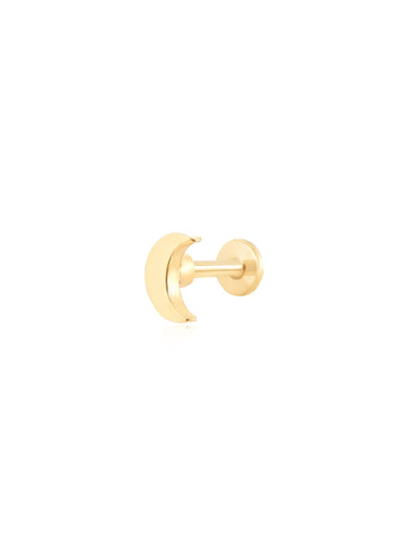 Pendiente piercing luna - Acero dorado 316L baño oro 18k