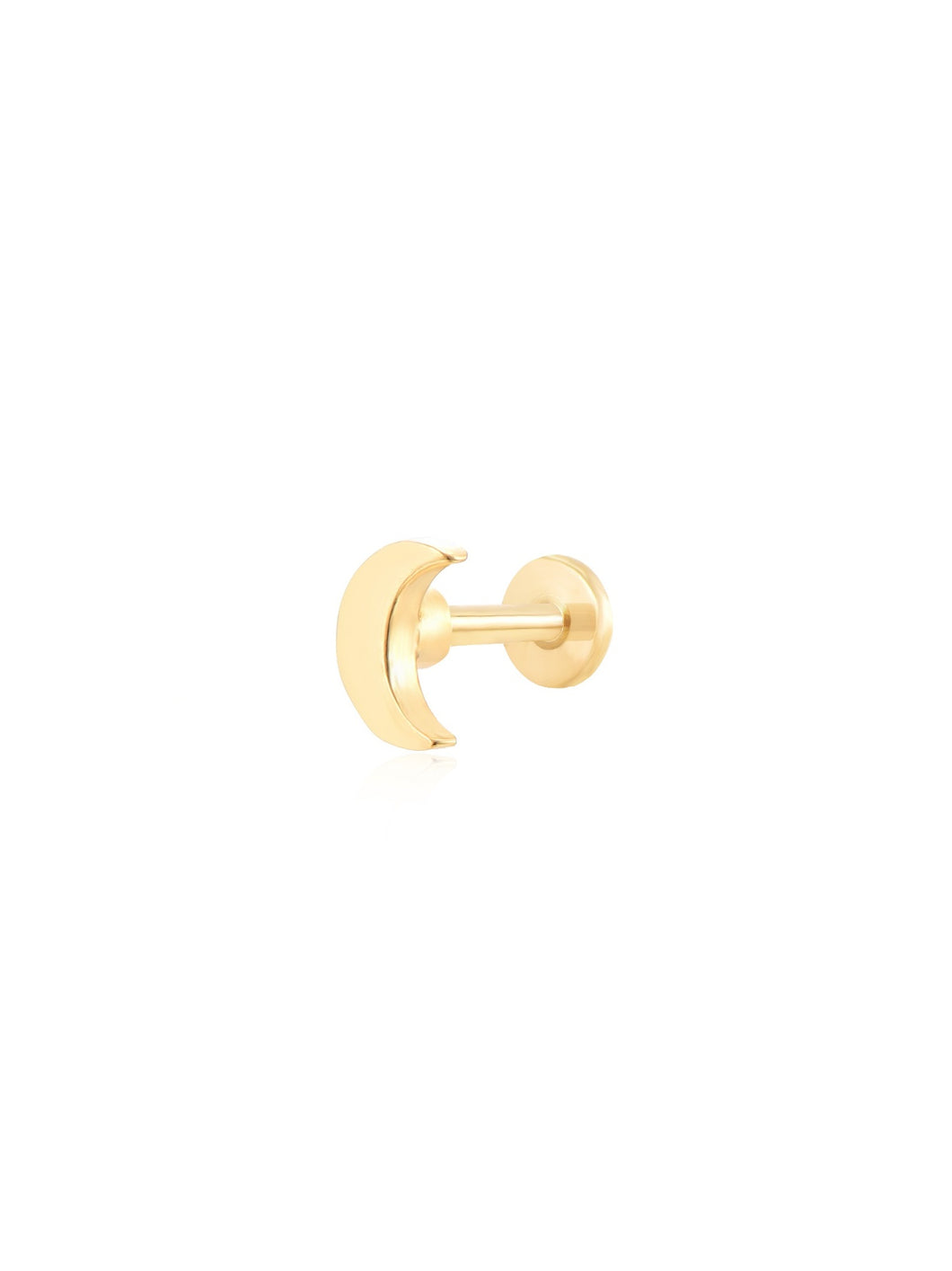 Pendiente piercing luna - Acero dorado 316L baño oro 18k