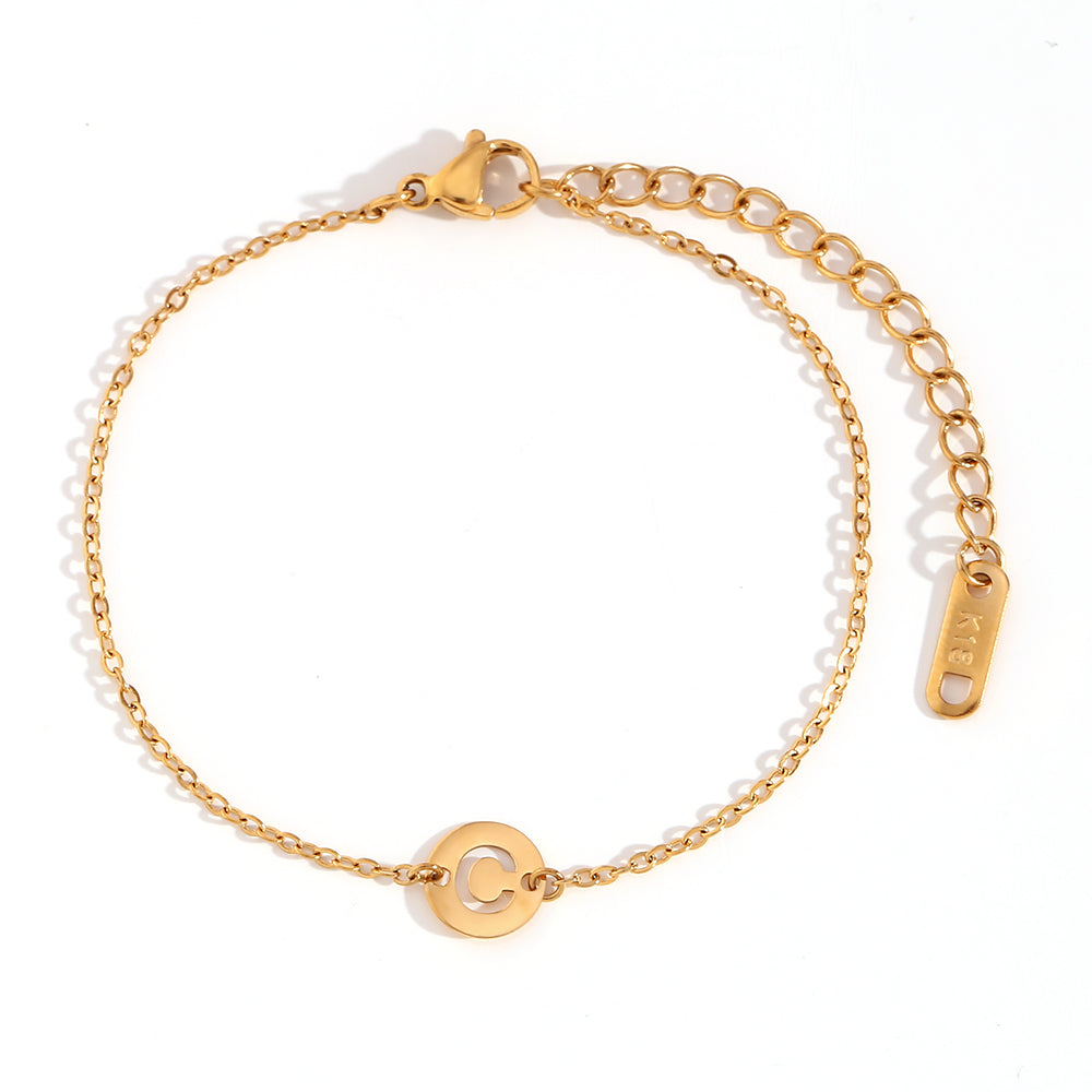 Pulsera letra - Acero dorado 316L baño oro 18k - Elige tu letra