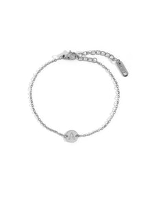 Pulsera letra - Acero plateado 316L baño plata rodiada - Elige tu letra