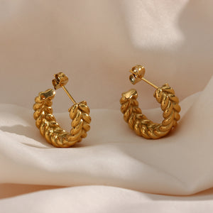 Pendientes aros trenzado 20mm · Acero dorado 316L baño oro 24K