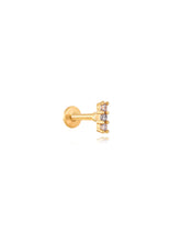 Cargar imagen en el visor de la galería, Pendiente piercing barra 5mm circonita blanca - Acero dorado 316L baño oro 18K