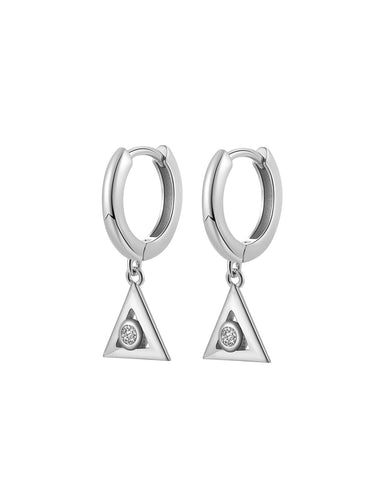 Pendiente aro triángulo circonita 12 mm - Plata 925 - par 25€ unidad 13€